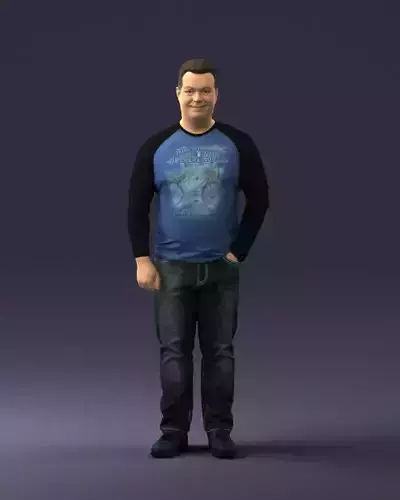 Cheerful man in a jacket 0249 3D Print Ready