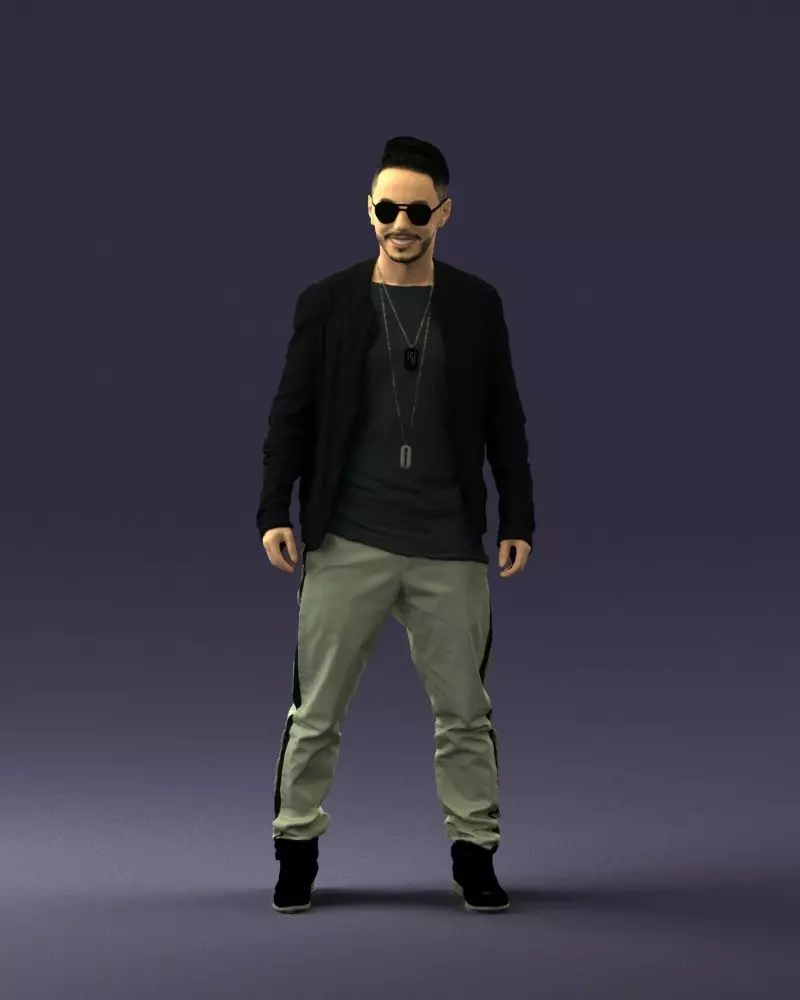 Cheerful man in glasses and jacket 0362 3D Print Ready 3D print model_0