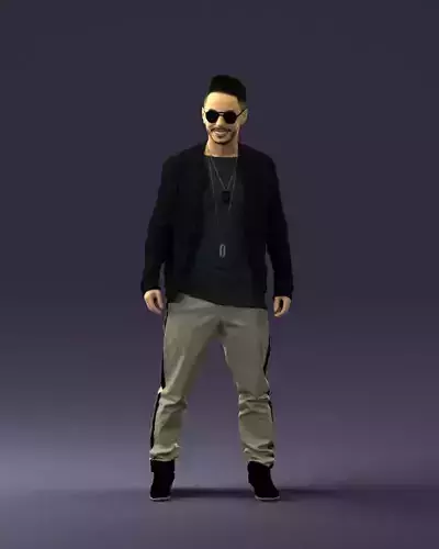 Cheerful man in glasses and jacket 0362 3D Print Ready