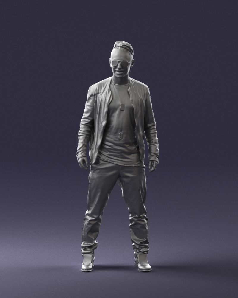 Cheerful man in glasses and jacket 0362 3D Print Ready 3D print model_1