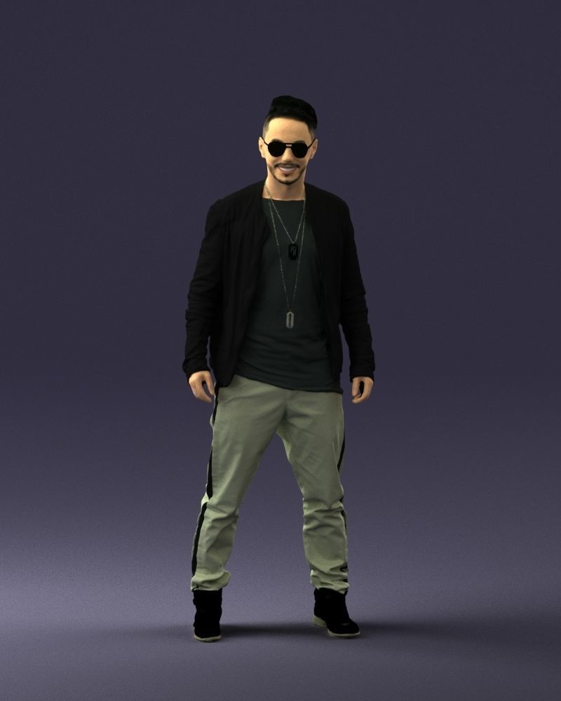 Cheerful man in glasses and jacket 0362 3D Print Ready 3D print model_3