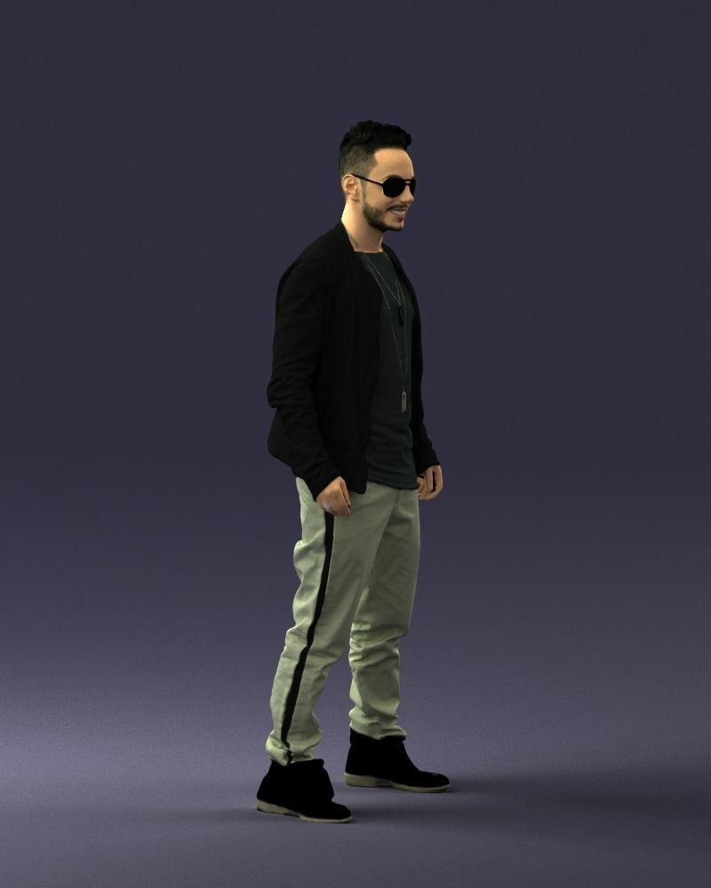 Cheerful man in glasses and jacket 0362 3D Print Ready 3D print model_9