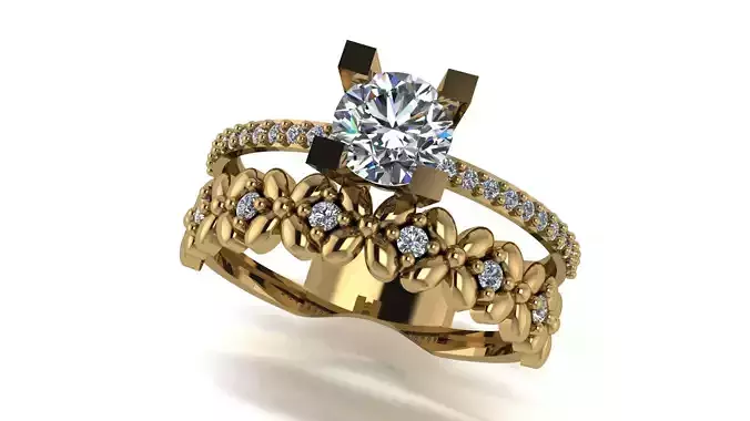 Ring wedding ring two in one engagement assembled 59