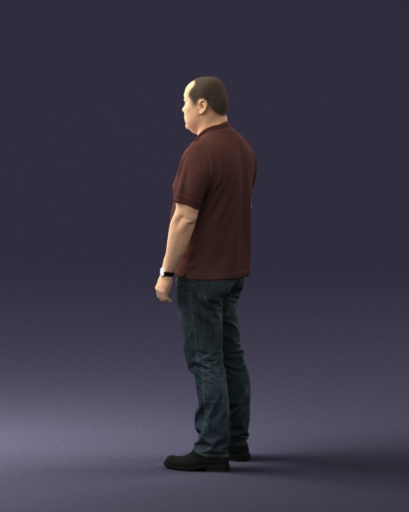 Chinese man brown shirt 0520 3D model_12