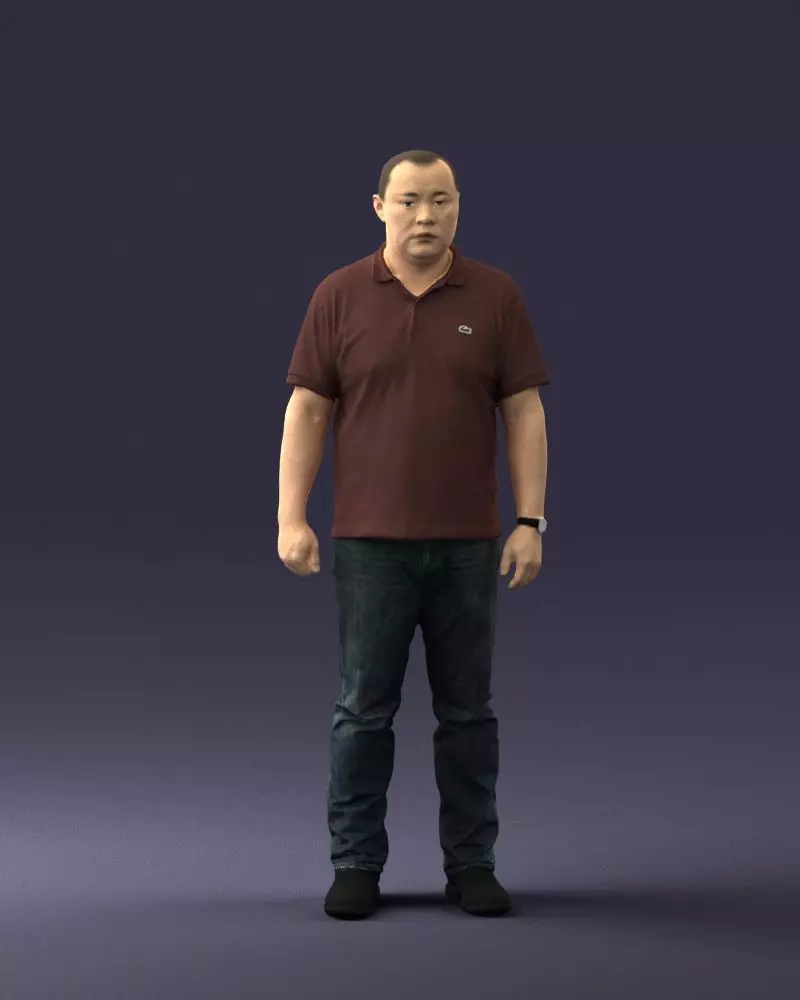 Chinese man brown shirt 0520 3D model_0