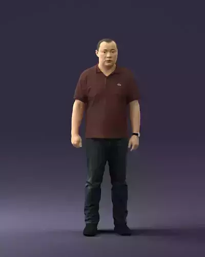 Chinese man brown shirt 0520 3D model
