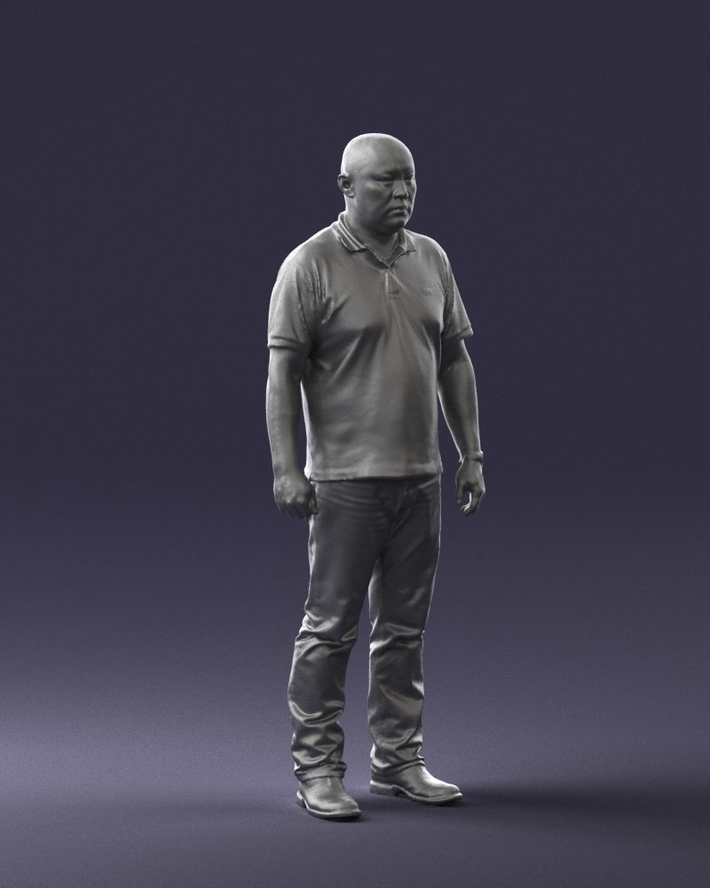 Chinese man brown shirt 0520 3D model_34
