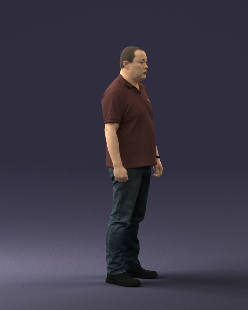 Chinese man brown shirt 0520 3D model_30