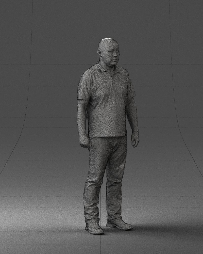 Chinese man brown shirt 0520 3D model_35