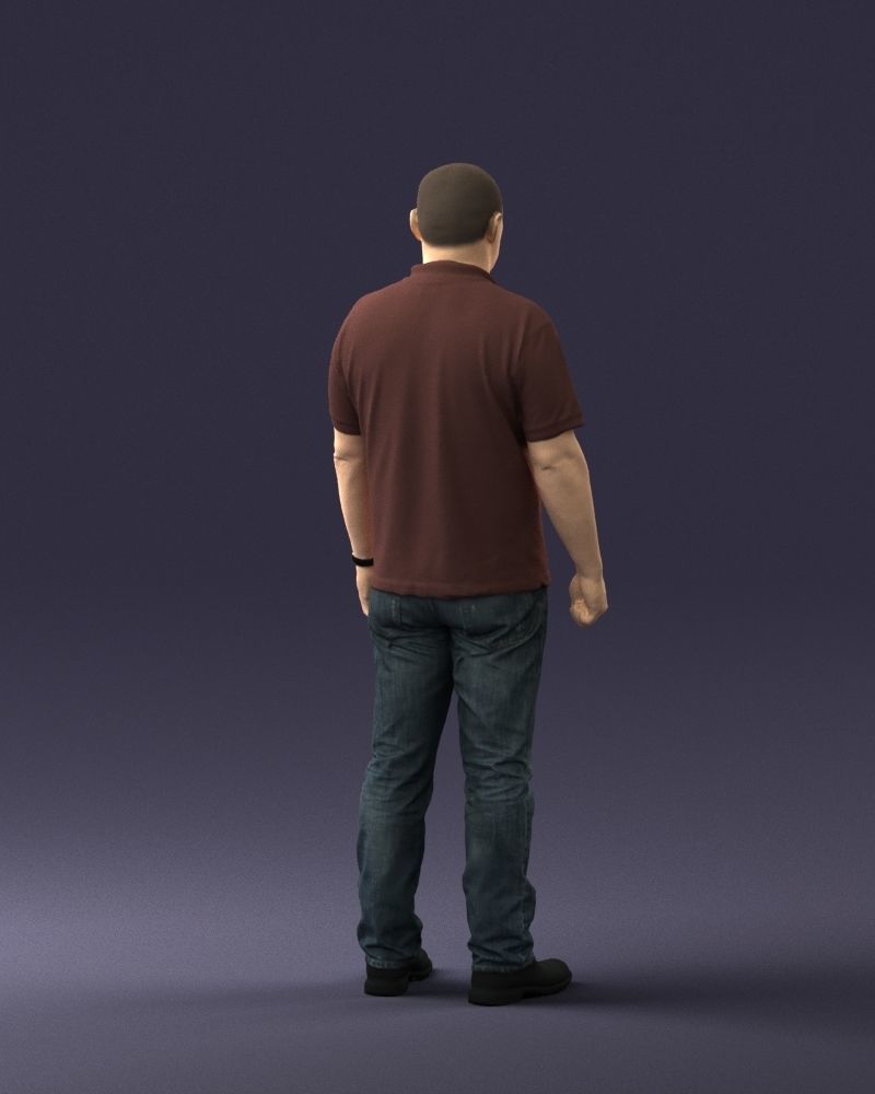 Chinese man brown shirt 0520 3D model_21