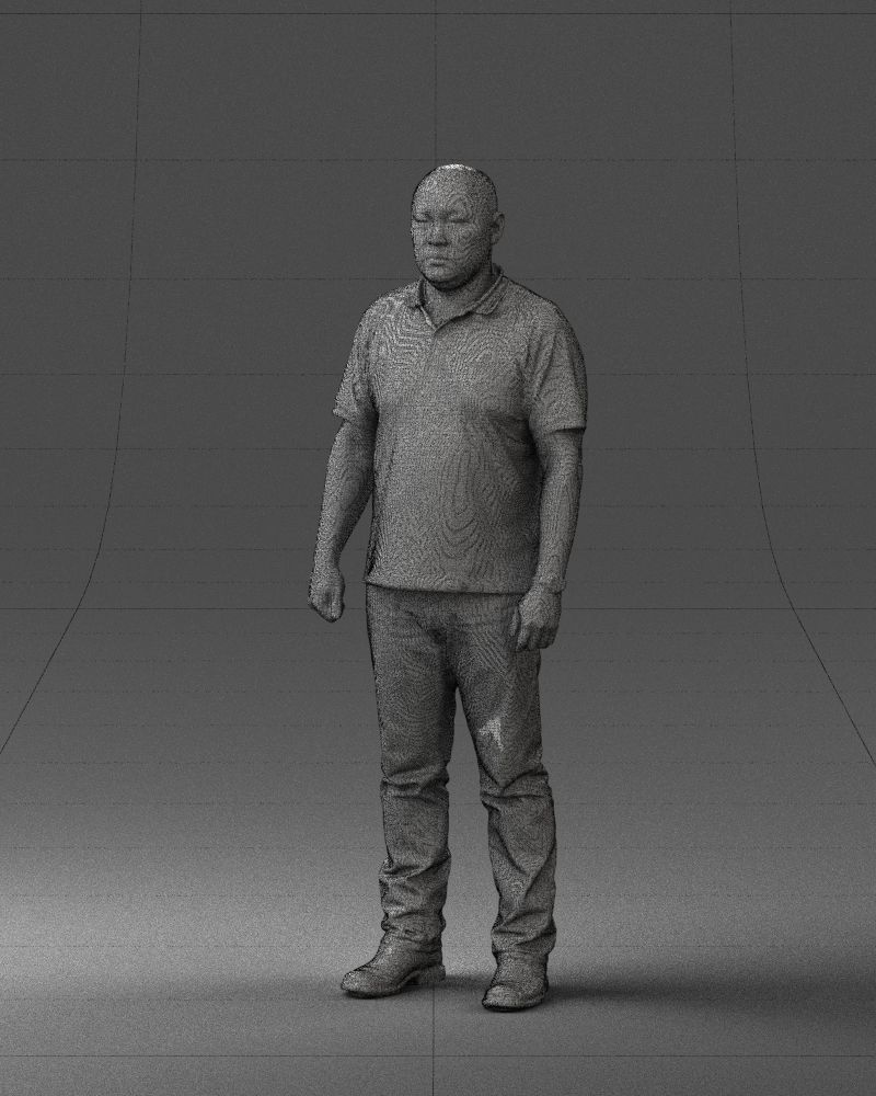 Chinese man brown shirt 0520 3D model_5