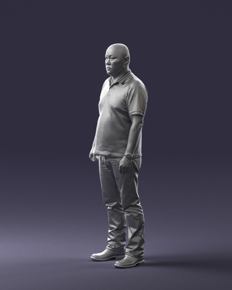 Chinese man brown shirt 0520 3D model_7