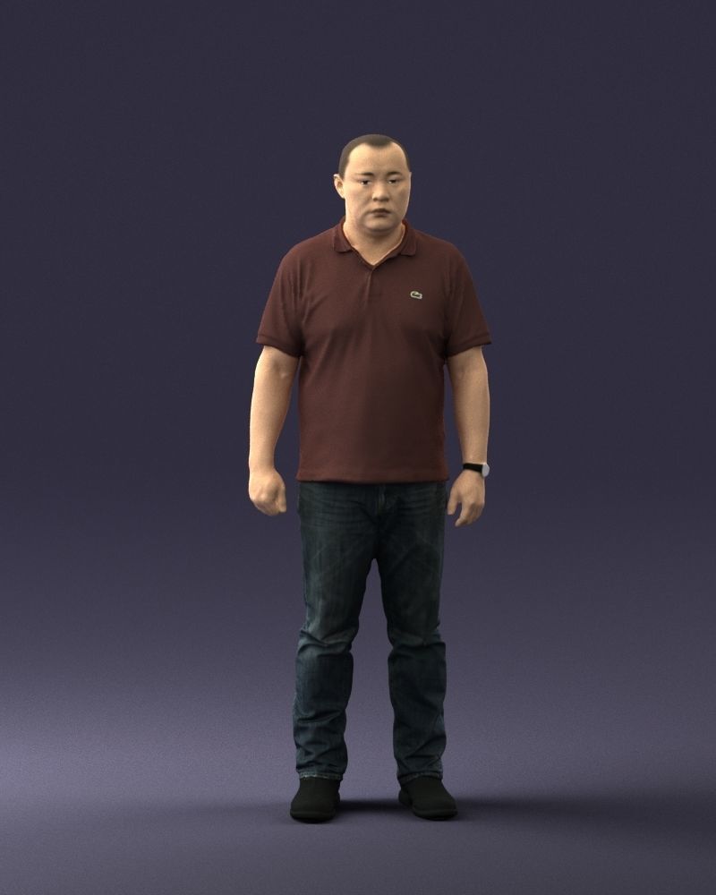 Chinese man brown shirt 0520 3D model_36