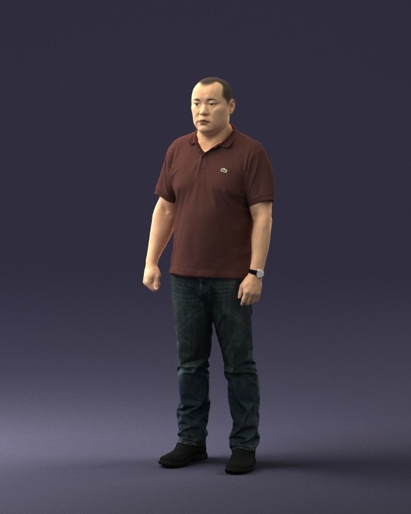 Chinese man brown shirt 0520 3D Print Ready 3D print model_3