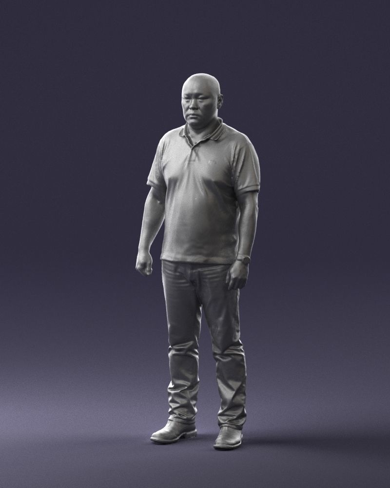 Chinese man brown shirt 0520 3D Print Ready 3D print model_4