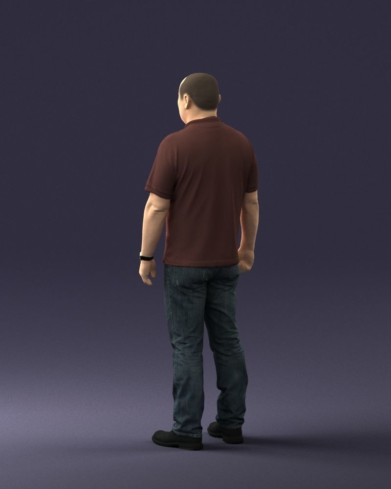 Chinese man brown shirt 0520 3D Print Ready 3D print model_15