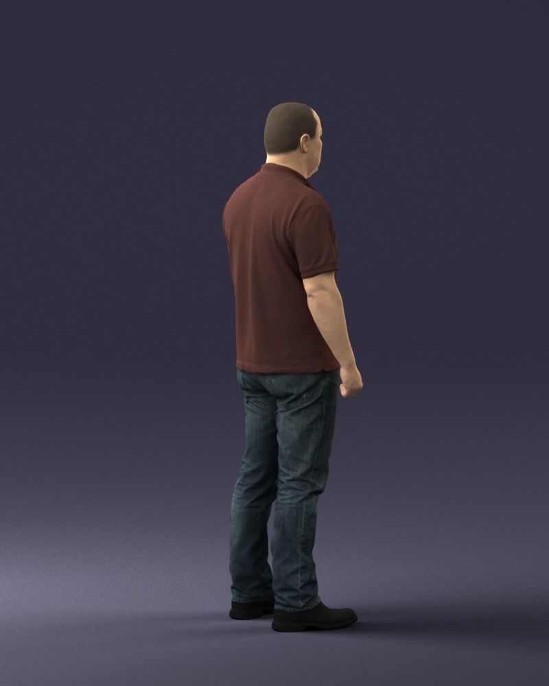 Chinese man brown shirt 0520 3D Print Ready 3D print model_24