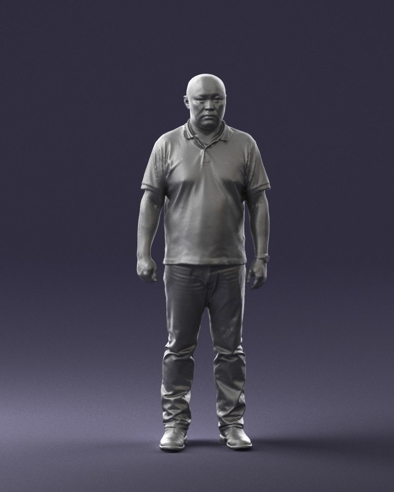 Chinese man brown shirt 0520 3D Print Ready 3D print model_1