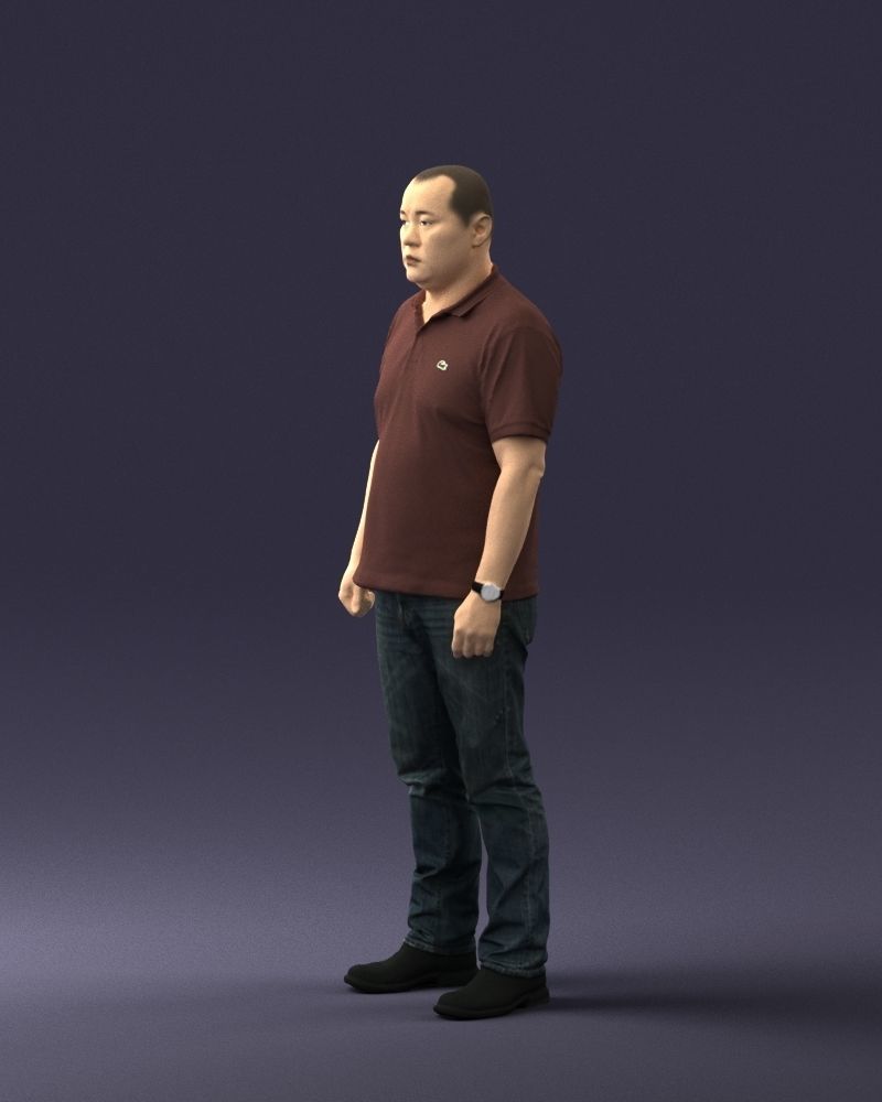 Chinese man brown shirt 0520 3D Print Ready 3D print model_6