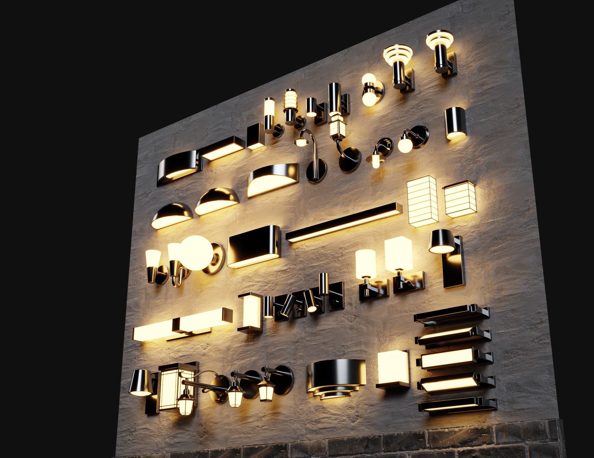 46 Fancy Modern Wall lamps Collection pack1 3D model_2