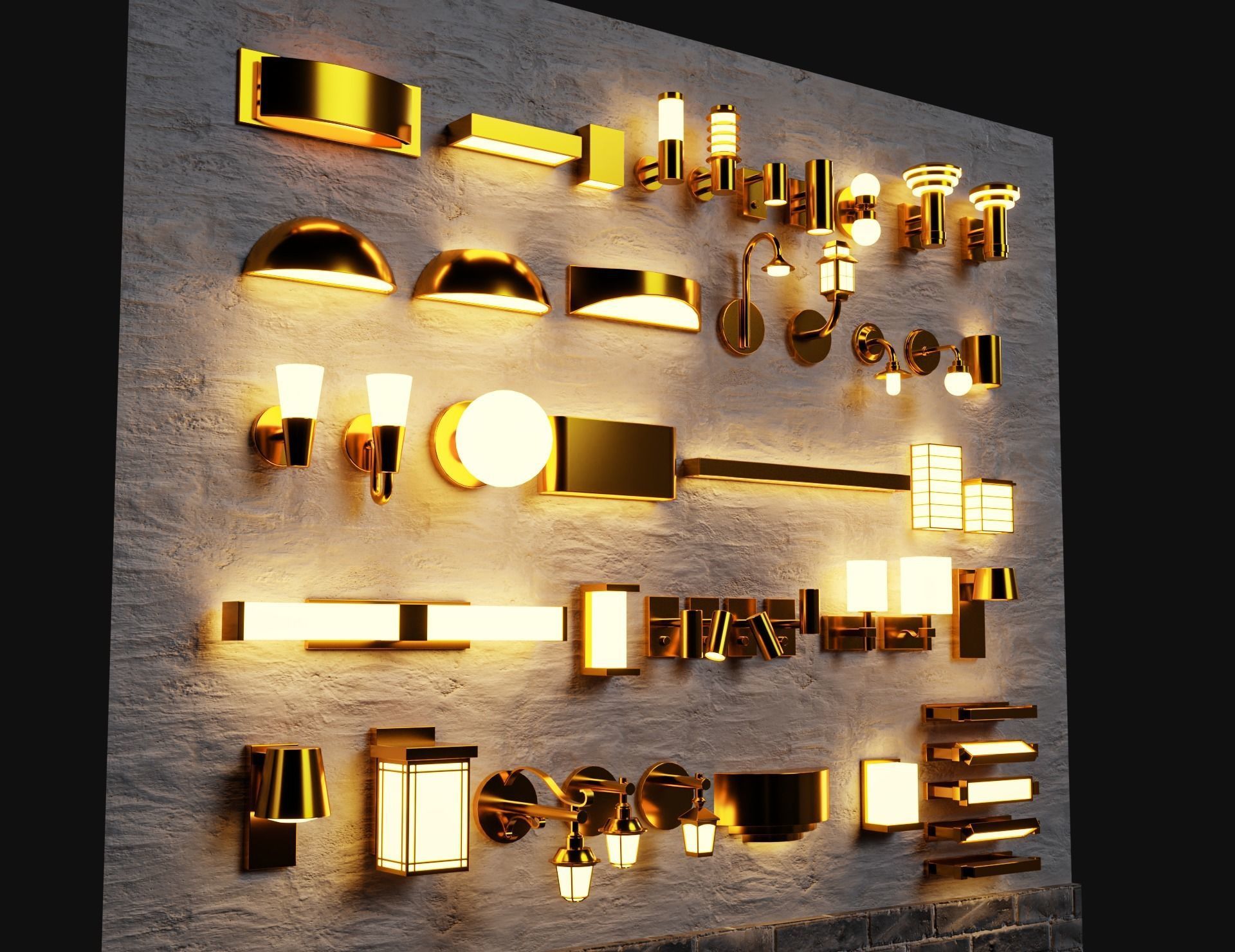 46 Fancy Modern Wall lamps Collection pack1 3D model_3
