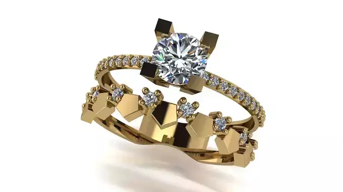 Ring wedding ring two in one engagement assembled 60