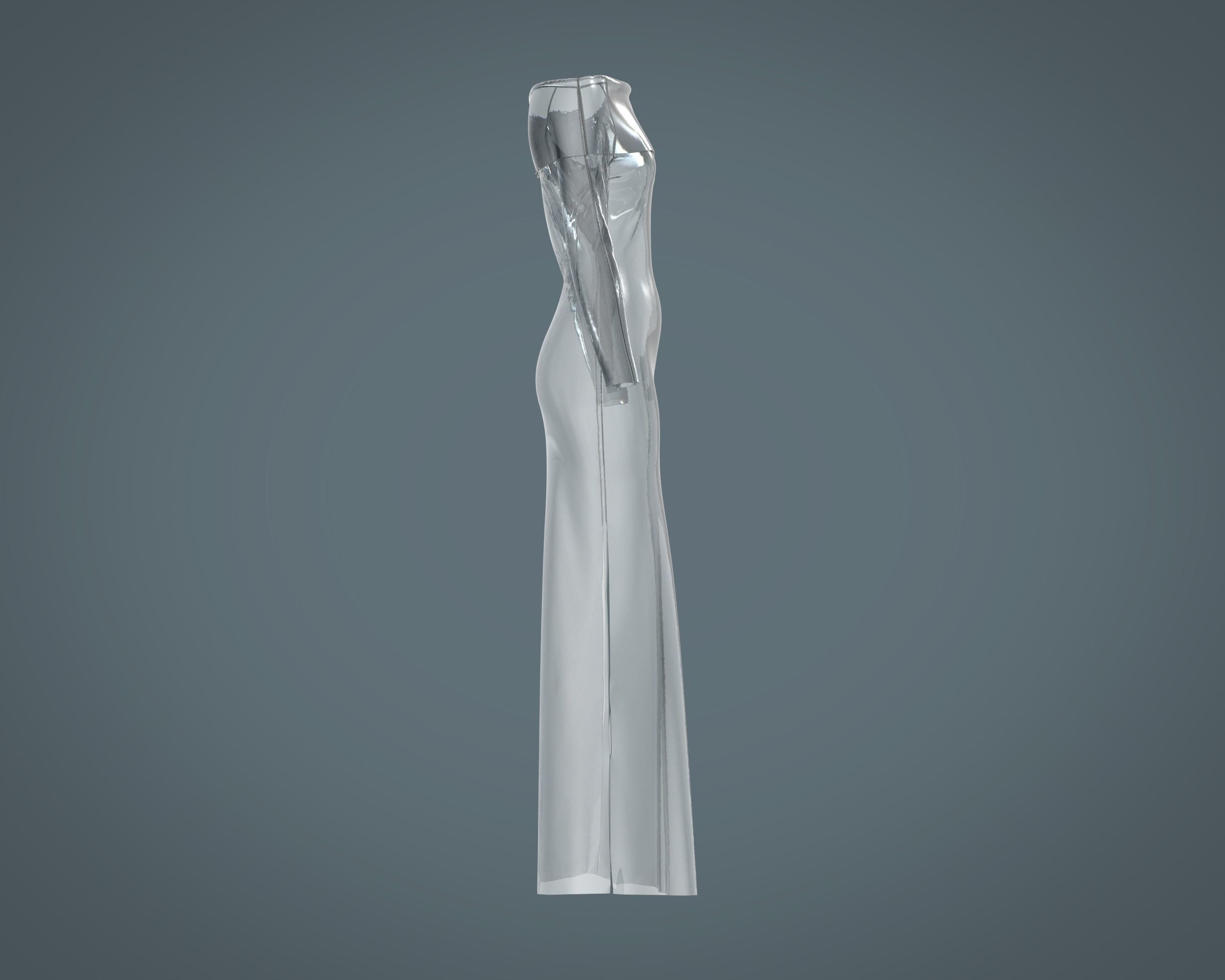Ladies Shoulder Long Dress-Metaverse 3D model_7