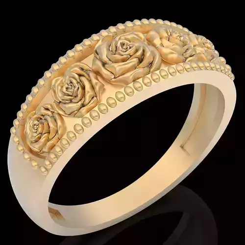 Rose ring silver gold printable jewelry 3D model