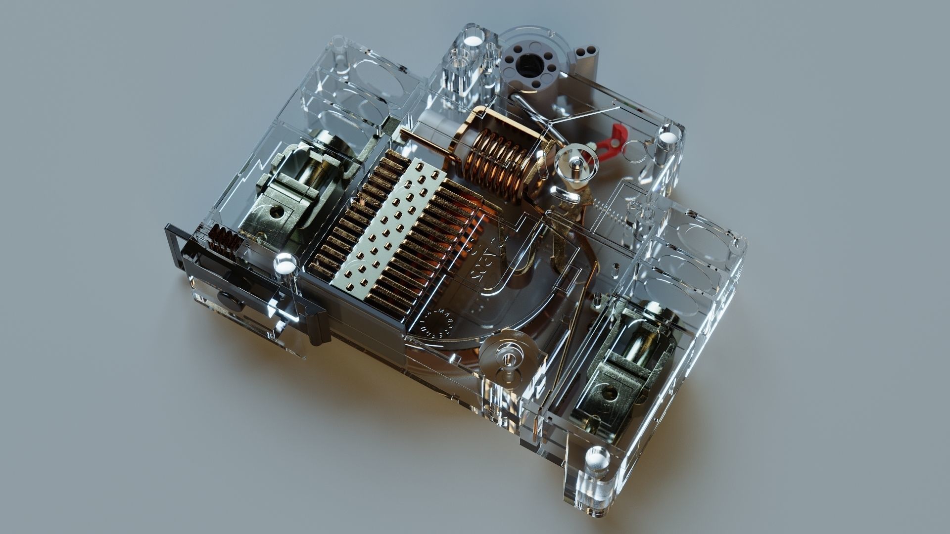 Electrical fuse with detailed  internal parts 3D model_2