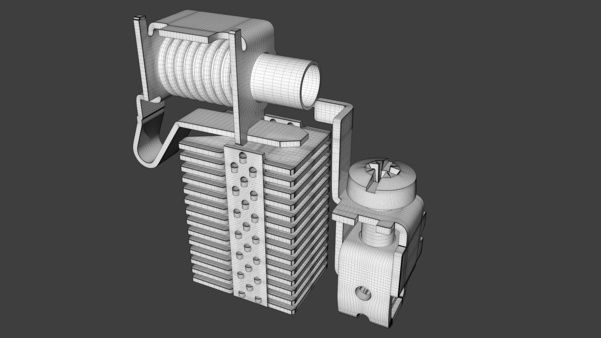 Electrical fuse with detailed  internal parts 3D model_11