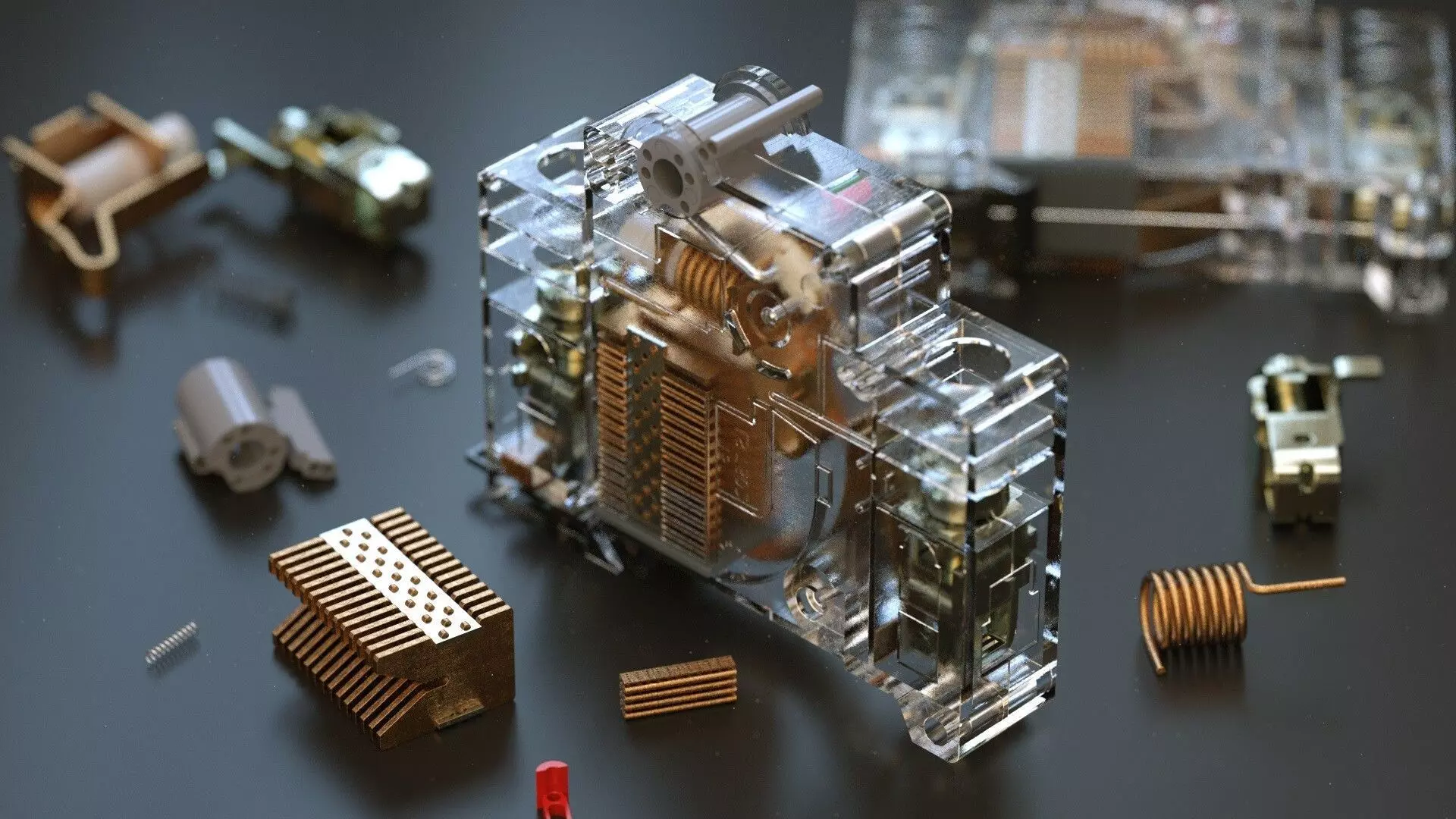 Electrical fuse with detailed  internal parts 3D model_0