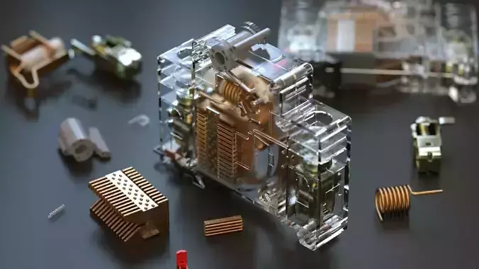 Electrical fuse with detailed  internal parts 3D model