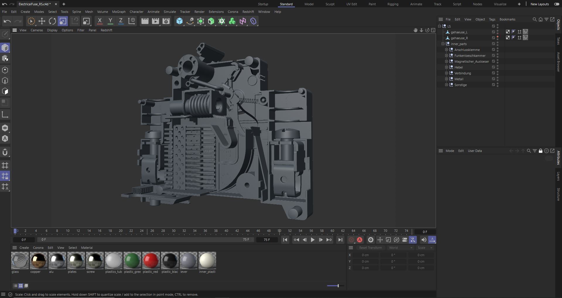 Electrical fuse with detailed  internal parts 3D model_12