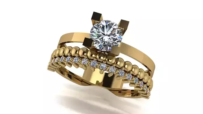 Ring wedding ring two in one engagement assembled 62