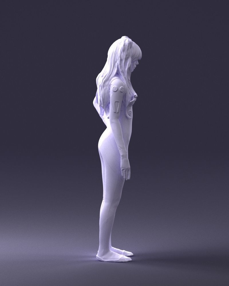 000354 Female Character in Red SciFi Suit Low-poly 3D model_14