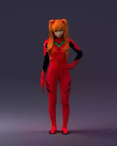 000354 Female Character in Red SciFi Suit 3dp
