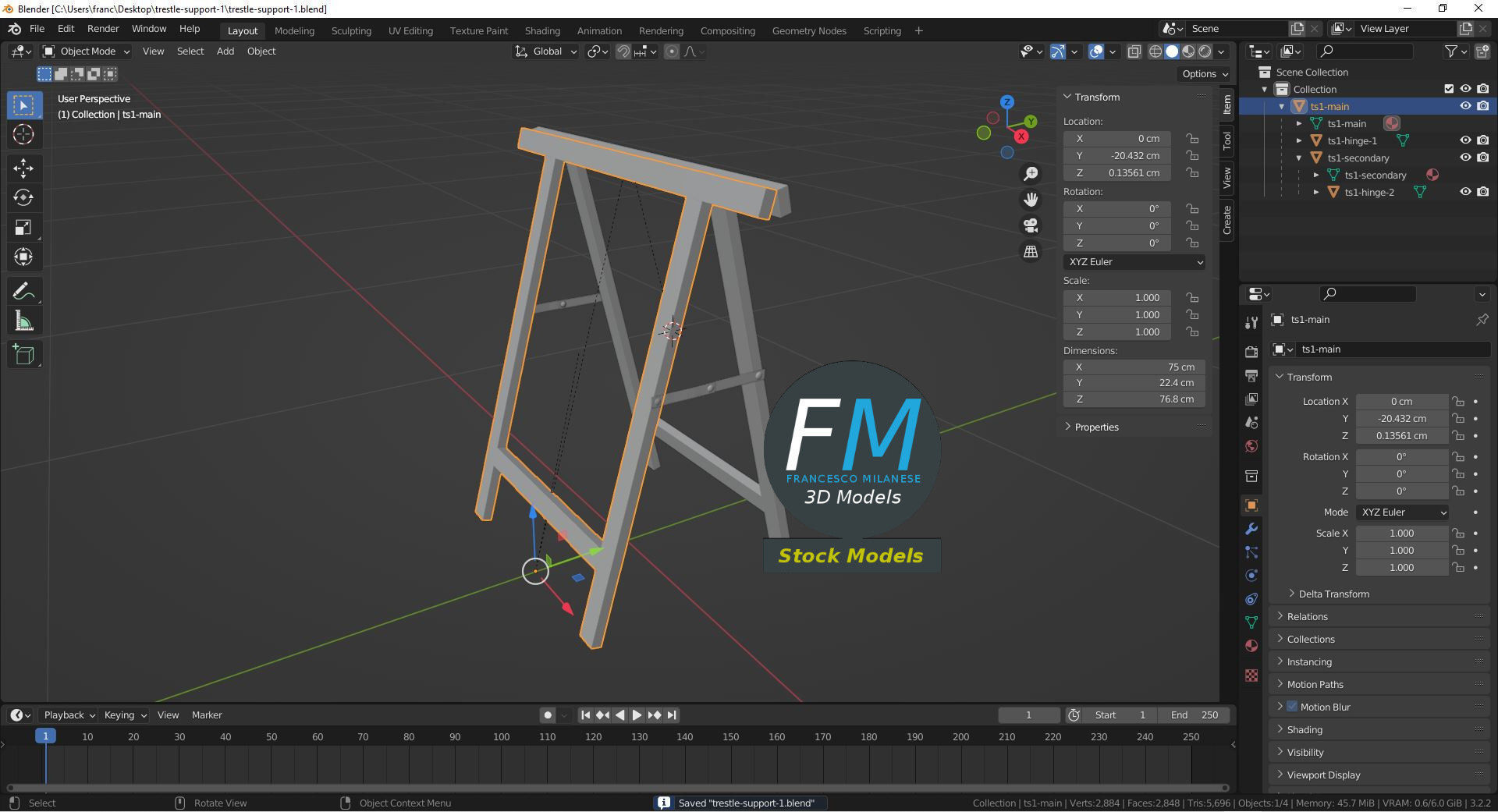 Trestle support 1 3D model_9