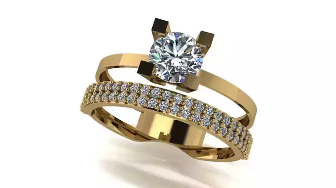 Ring wedding ring two in one engagement assembled 64