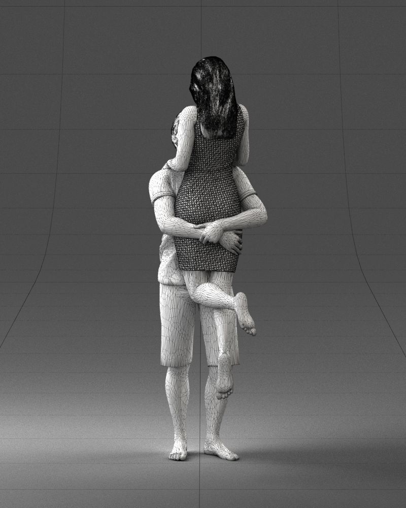 000251 Couple in Romantic Pose Man Holding Woman 0207 3D model_9