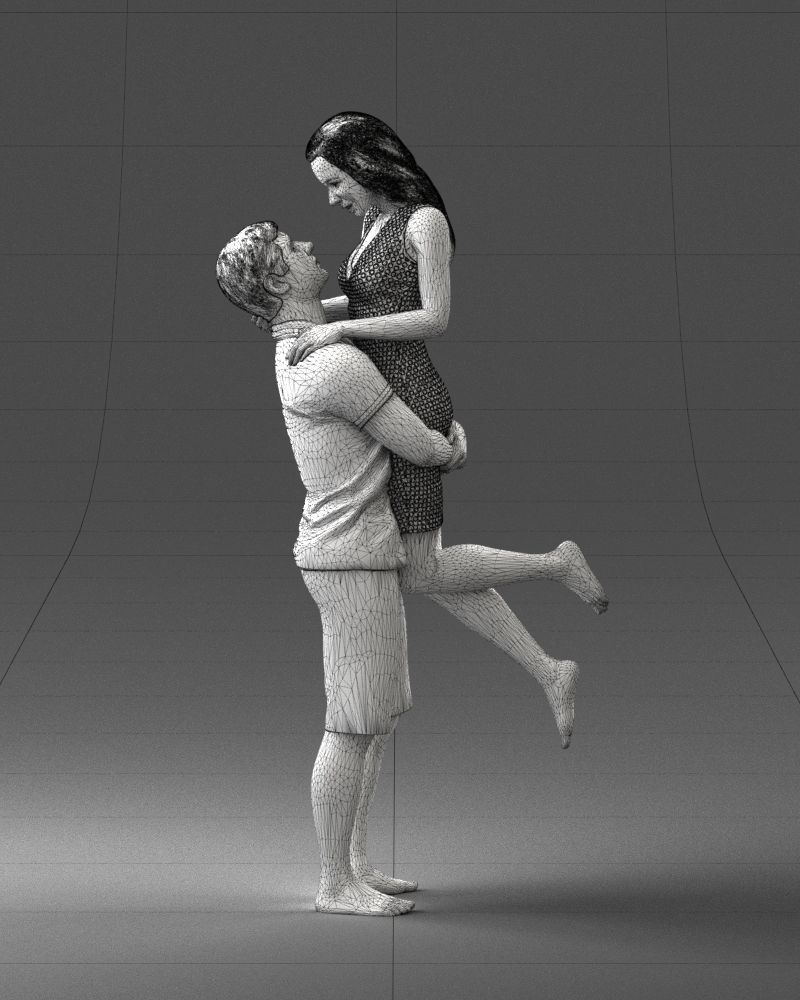 000251 Couple in Romantic Pose Man Holding Woman 0207 3D model_12
