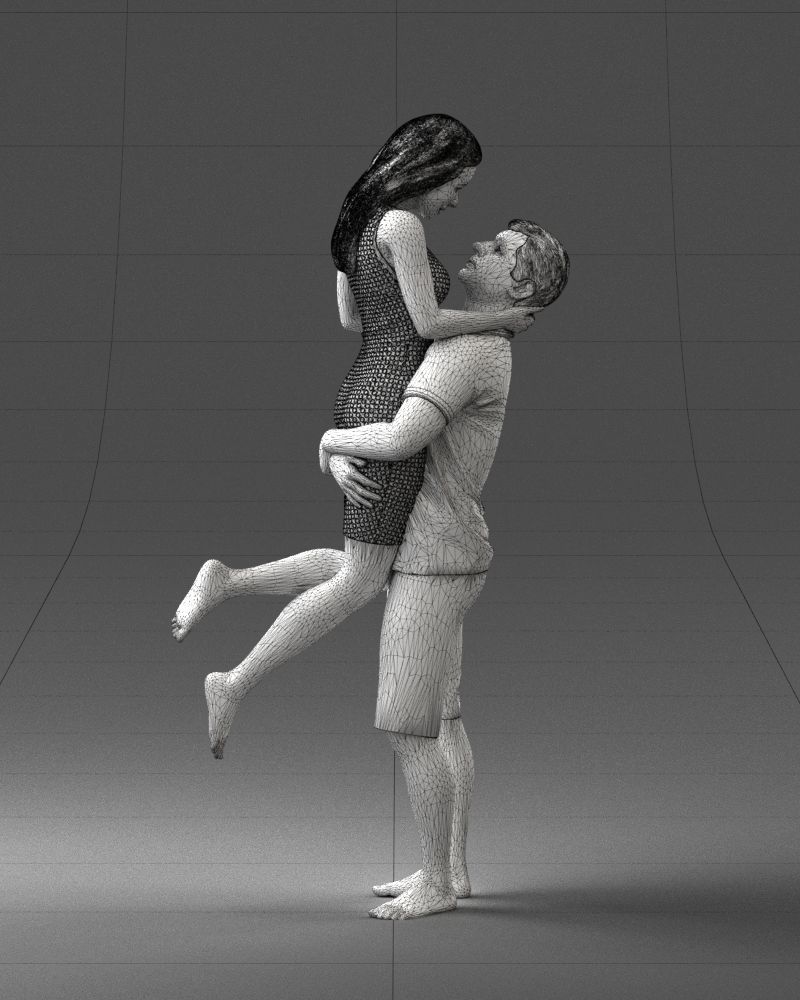 000251 Couple in Romantic Pose Man Holding Woman 0207 3D model_3