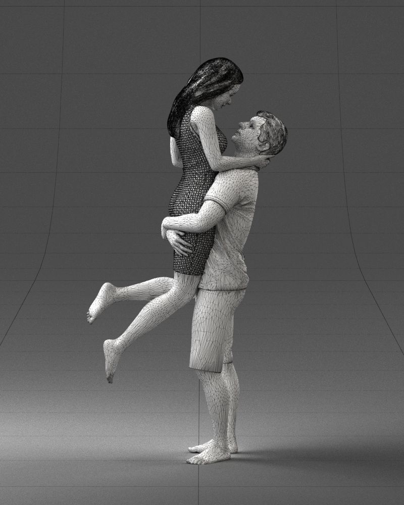 000251 Couple in Romantic Pose Man Holding Woman 0207 3D model_21