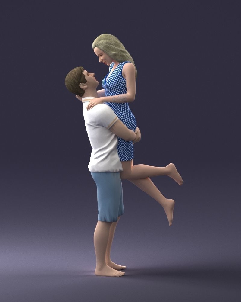 000251 Couple in Romantic Pose Man Holding Woman 0207 3dp 3D print model_7