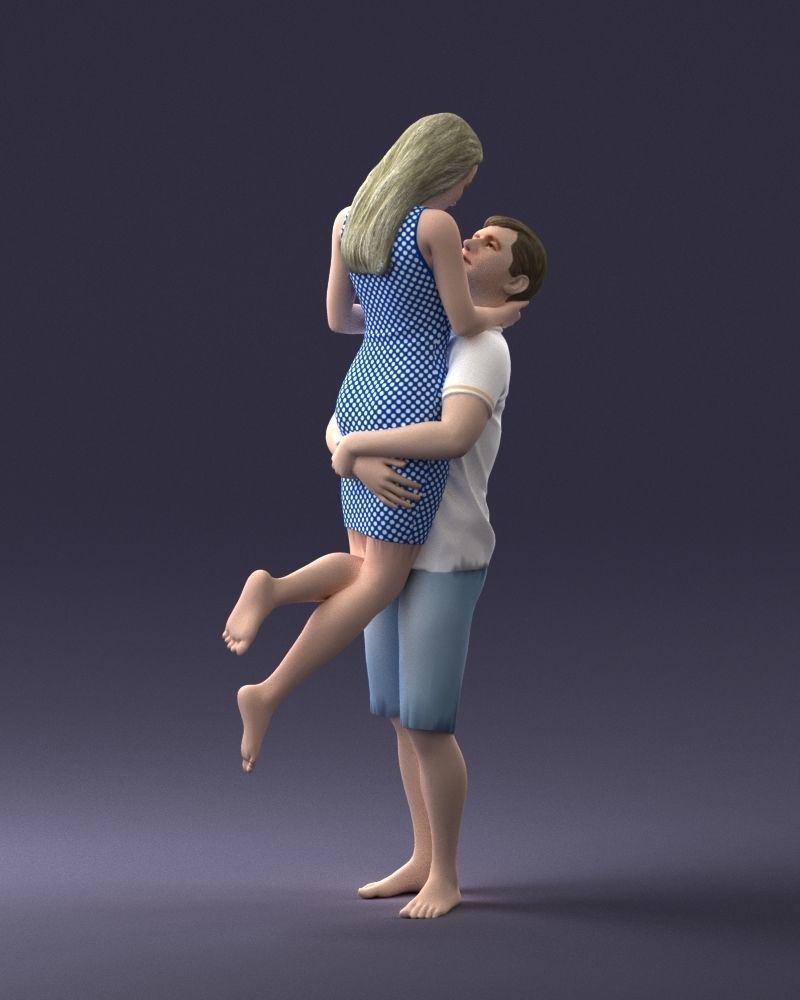 000251 Couple in Romantic Pose Man Holding Woman 0207 3dp 3D print model_3