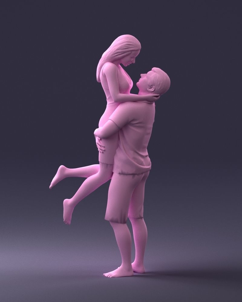 000251 Couple in Romantic Pose Man Holding Woman 0207 3dp 3D print model_12