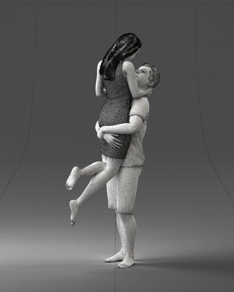 000251 Couple in Romantic Pose Man Holding Woman 0207 3dp 3D print model_17