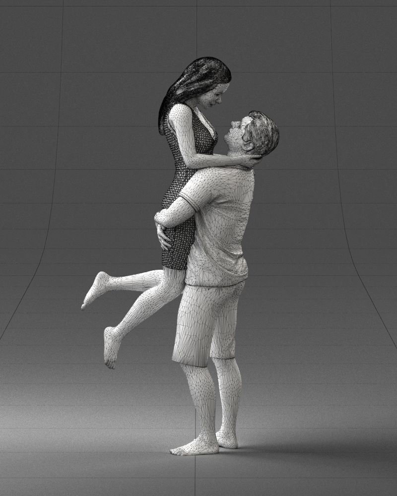 000251 Couple in Romantic Pose Man Holding Woman 0207 3dp 3D print model_20