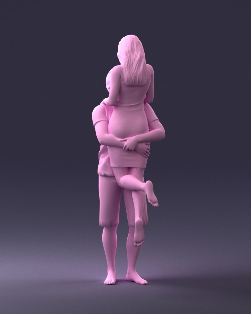 000251 Couple in Romantic Pose Man Holding Woman 0207 3dp 3D print model_6