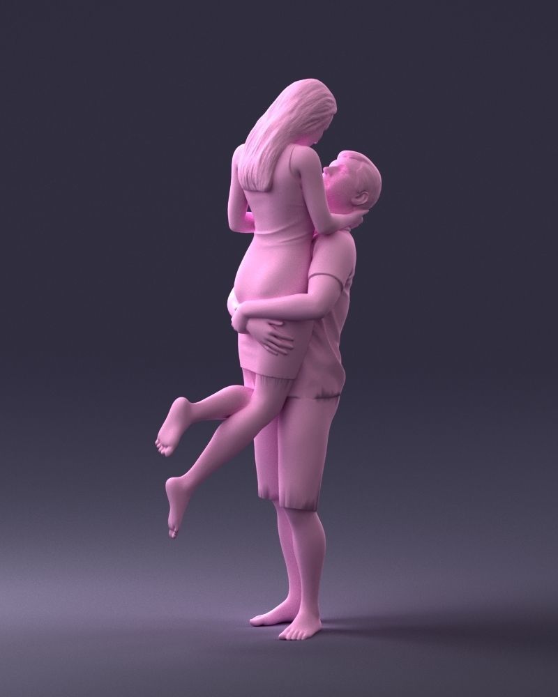 000251 Couple in Romantic Pose Man Holding Woman 0207 3dp 3D print model_4