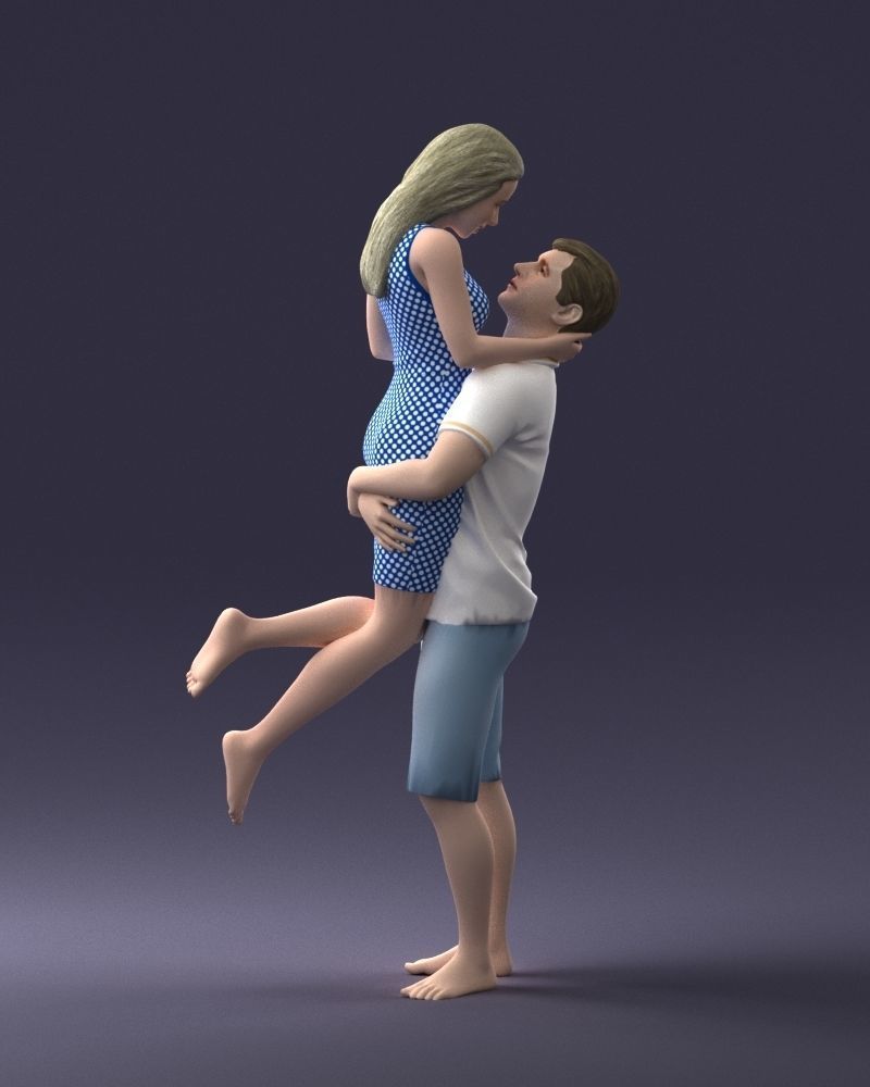 000251 Couple in Romantic Pose Man Holding Woman 0207 3dp 3D print model_13
